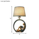 GobekUsa Resin Night Lamp with Tapered Fabric Shade - Modern Girl Reading Table Lamp in Blue