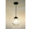 Factory Antique Large Glass Holophane Pendant Light by The Lamp Goods