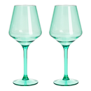 Floating Wine Glasses for Pool - Set of 2-15 OZ Shatterproof Poolside Wine Glasses, Tritan Plastic Reusable Stemware, Beach Outdoor Cocktail, Wine, Champagne, Water Glassware - Spring Summer (Green)