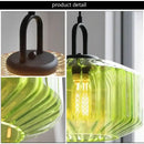 Retro amber & green ribbed glass dining chandelier for bedroom by Decorbites