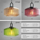 Retro amber & green ribbed glass dining chandelier for bedroom by Decorbites