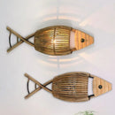 GobekUsa Bamboo Fish Wall Lamp: Retro Cafe Bar Teahouse Decor, Living Room Farm Hotel Light