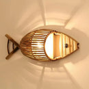 GobekUsa Bamboo Fish Wall Lamp: Retro Cafe Bar Teahouse Decor, Living Room Farm Hotel Light