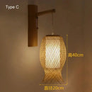 GobekUsa Bamboo Wall Lights: Retro Hand-woven Luminaire for Bedroom, Corridor, Hotel, Restaurant Decor