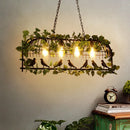 GobekUsa Retro Birdcage Island Light Fixture - Metal LED Plant Ceiling Lamp in Black, with 2/3/4 Bulbs