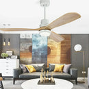GobekUsa 52 Inch Retro Ceiling Fan with Wooden Blades and 15W Ceiling Lights