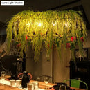 GobekUsa Black Retro Metal Bird Cage Island Ceiling Light with Plant - Ideal for Restaurants - 4 Lights