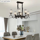 GobekUsa Retro Black Crystal Pendant Light for Dining Room - Conical Island Ceiling Light