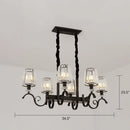 GobekUsa Retro Black Crystal Pendant Light for Dining Room - Conical Island Ceiling Light