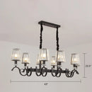 GobekUsa Retro Black Crystal Pendant Light for Dining Room - Conical Island Ceiling Light