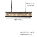 GobekUsa Crystal Rectangle Chandelier: Classic Retro Nordic Ceiling Hanglamp for Dining Room.