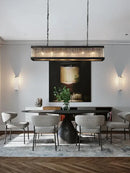 GobekUsa Crystal Rectangle Chandelier: Classic Retro Nordic Ceiling Hanglamp for Dining Room.