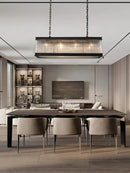 GobekUsa Crystal Rectangle Chandelier: Classic Retro Nordic Ceiling Hanglamp for Dining Room.