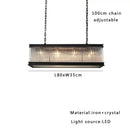 GobekUsa Crystal Rectangle Chandelier: Classic Retro Nordic Ceiling Hanglamp for Dining Room.