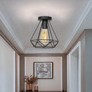 Retro black geometric iron cage ceiling lamp living room light by Decorbites