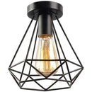 Retro black geometric iron cage ceiling lamp living room light by Decorbites