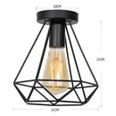 Retro black geometric iron cage ceiling lamp living room light by Decorbites