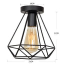Retro black geometric iron cage ceiling lamp living room light by Decorbites
