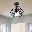 Retro black geometric metal ceiling light fixture kitchen glass shade by Decorbites