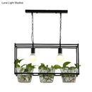 GobekUsa Retro Metal Rectangle Island Ceiling Light - Black/Gold Dining Room LED Suspension Lamp
