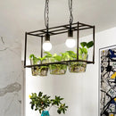 GobekUsa Retro Metal Rectangle Island Ceiling Light - Black/Gold Dining Room LED Suspension Lamp