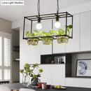 GobekUsa Retro Metal Rectangle Island Ceiling Light - Black/Gold Dining Room LED Suspension Lamp