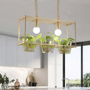 GobekUsa Retro Metal Rectangle Island Ceiling Light - Black/Gold Dining Room LED Suspension Lamp