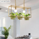 GobekUsa Retro Metal Rectangle Island Ceiling Light - Black/Gold Dining Room LED Suspension Lamp