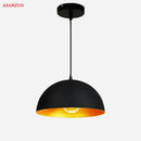 GobekUsa Black Pot Cover Semicircle Retro Droplight for Bar Cafe Bedroom Restaurant