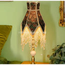 GobekUsa Little Roses Retro Table Lamp Luxury Handmade Small Lampshade Bedroom