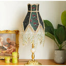 GobekUsa Little Roses Retro Table Lamp Luxury Handmade Small Lampshade Bedroom