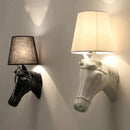 Retro black horse wall lamp bedroom ceramic sconce by Decorbites