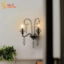 GobekUsa Iron Art Candle Wall Lamp LED E14 Black Retro Industrial Baroque.