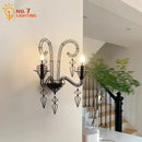 GobekUsa Iron Art Candle Wall Lamp LED E14 Black Retro Industrial Baroque.