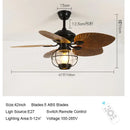 GobekUsa 52" Retro Fan Light with Remote Control for Living Room Bedroom