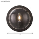 GobekUsa Retro Black Metal Drum Flush Mount Wall Sconce with Clear Glass Shade - 1 Light Living Room Lamp