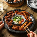 GobekUsa Ceramic 4-Grid Dinner Plate - Retro Tableware for Fruits, Snacks, and Desserts