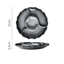 GobekUsa Ceramic 4-Grid Dinner Plate - Retro Tableware for Fruits, Snacks, and Desserts