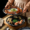 GobekUsa Ceramic 4-Grid Dinner Plate - Retro Tableware for Fruits, Snacks, and Desserts