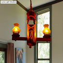 GobekUsa Retro Black Yellow Glass Pendant Lighting for Bar Bistro - 3-Light Kerosene Island Light