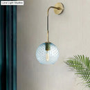 GobekUsa Retro Glass Globe Wall Lamp: Pink/Yellow/Blue with Brass Finish
