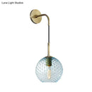 GobekUsa Retro Glass Globe Wall Lamp: Pink/Yellow/Blue with Brass Finish