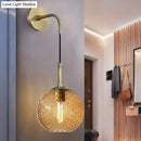 GobekUsa Retro Glass Globe Wall Lamp: Pink/Yellow/Blue with Brass Finish