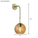 GobekUsa Retro Glass Globe Wall Lamp: Pink/Yellow/Blue with Brass Finish