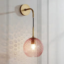 GobekUsa Retro Glass Globe Wall Lamp: Pink/Yellow/Blue with Brass Finish