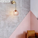 GobekUsa Retro Glass Globe Wall Lamp: Pink/Yellow/Blue with Brass Finish