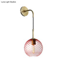 GobekUsa Retro Glass Globe Wall Lamp: Pink/Yellow/Blue with Brass Finish