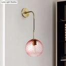 GobekUsa Retro Glass Globe Wall Lamp: Pink/Yellow/Blue with Brass Finish