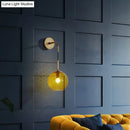 GobekUsa Retro Glass Globe Wall Lamp: Pink/Yellow/Blue with Brass Finish