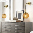 GobekUsa Retro Glass Globe Wall Lamp: Pink/Yellow/Blue with Brass Finish